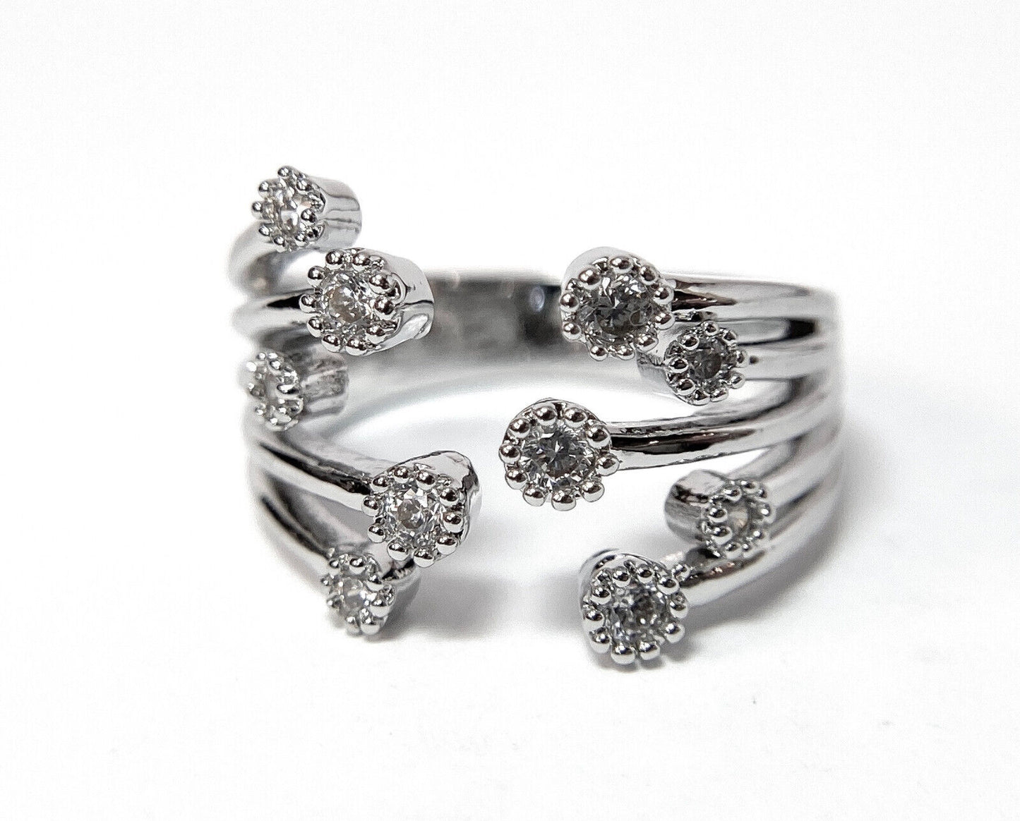 Fountain of Multi-Paved CZ Gems Adjustable Finger Ring / Mid Ring / Toe Ring