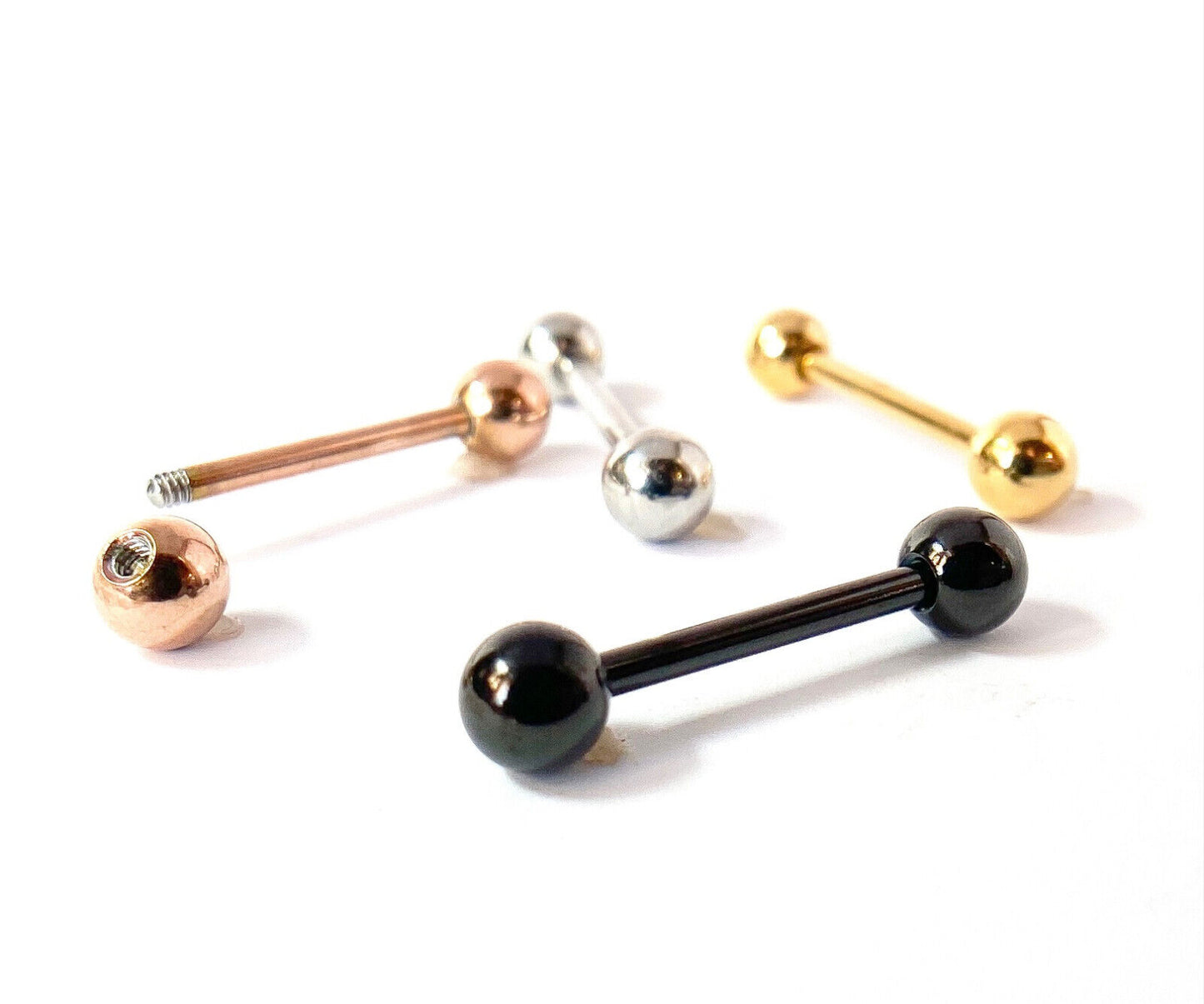 4pc Value Pack Ion Plated 14g Tongue or Nipple Rings Tounge Body Jewelry