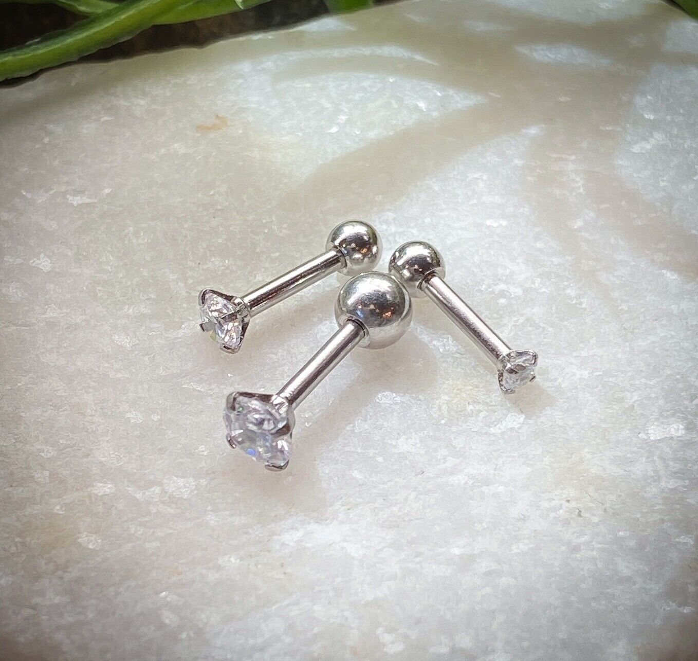 3pcs CZ Gem Tragus Rings Value Pack Cartilage Barbells Helix 16g Piercing (Color - Length: Silver - 6mm)