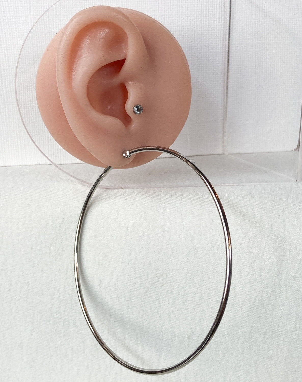 PAIR of Round Hoop Earrings Silver Color 22g 316L Stainless Steel