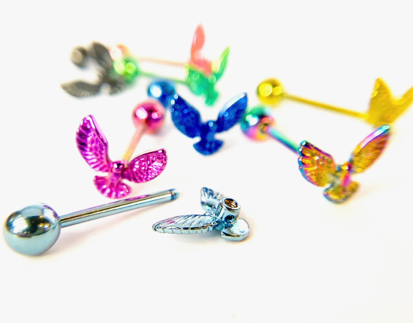 1pc Eagle Design Tongue Ring Titanium Anodized 14g Tounge Barbell Jewelry