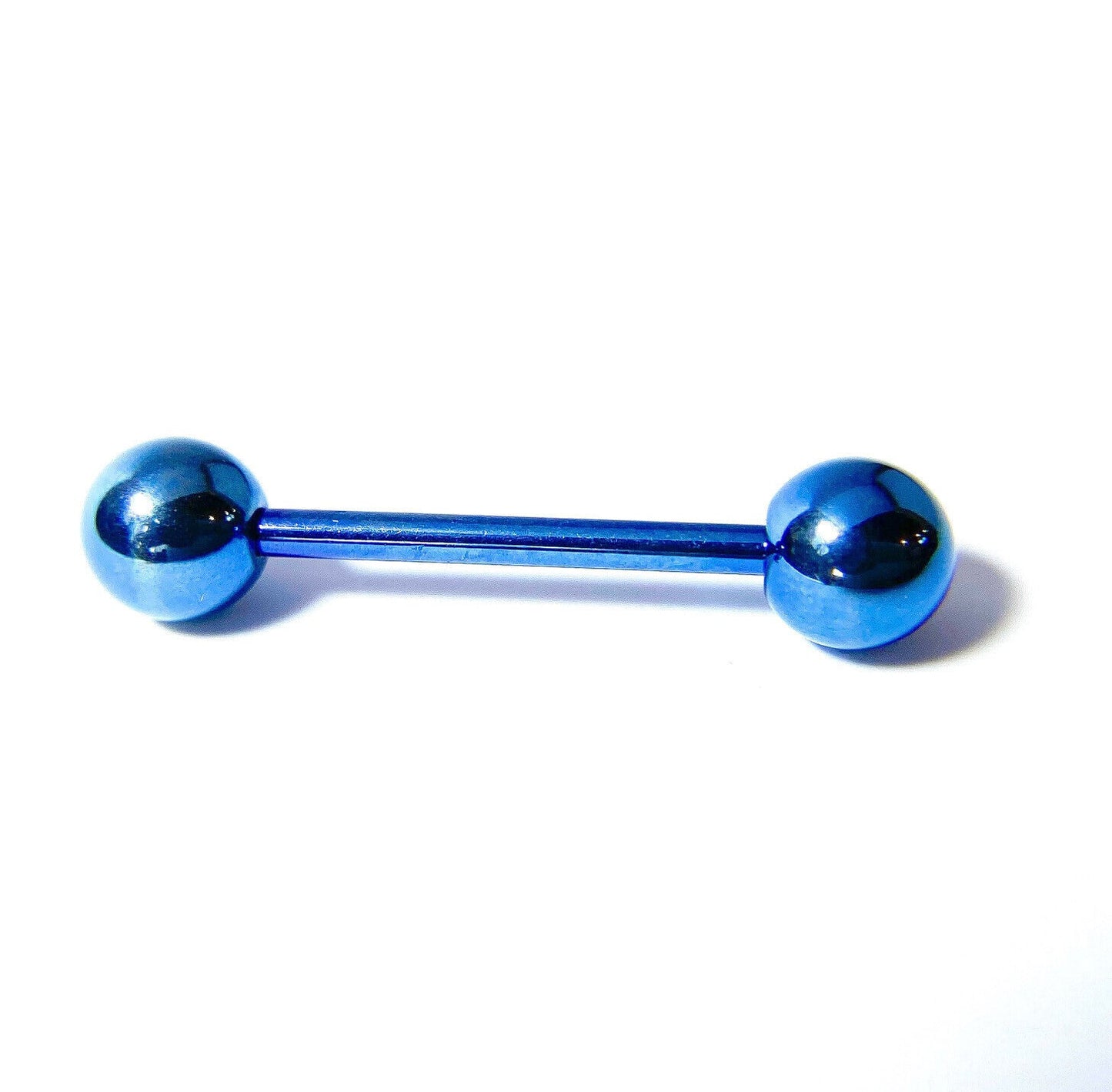 1pc Titanium Straight Barbell Tongue, Industrial, Tragus, Eyebrow, Nipple Ring (Color: Blue)