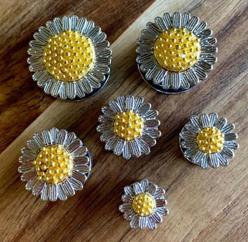 PAIR Daisy Flower Steel Screw Fit Tunnels Plugs Gauges Earlets Body Jewelry