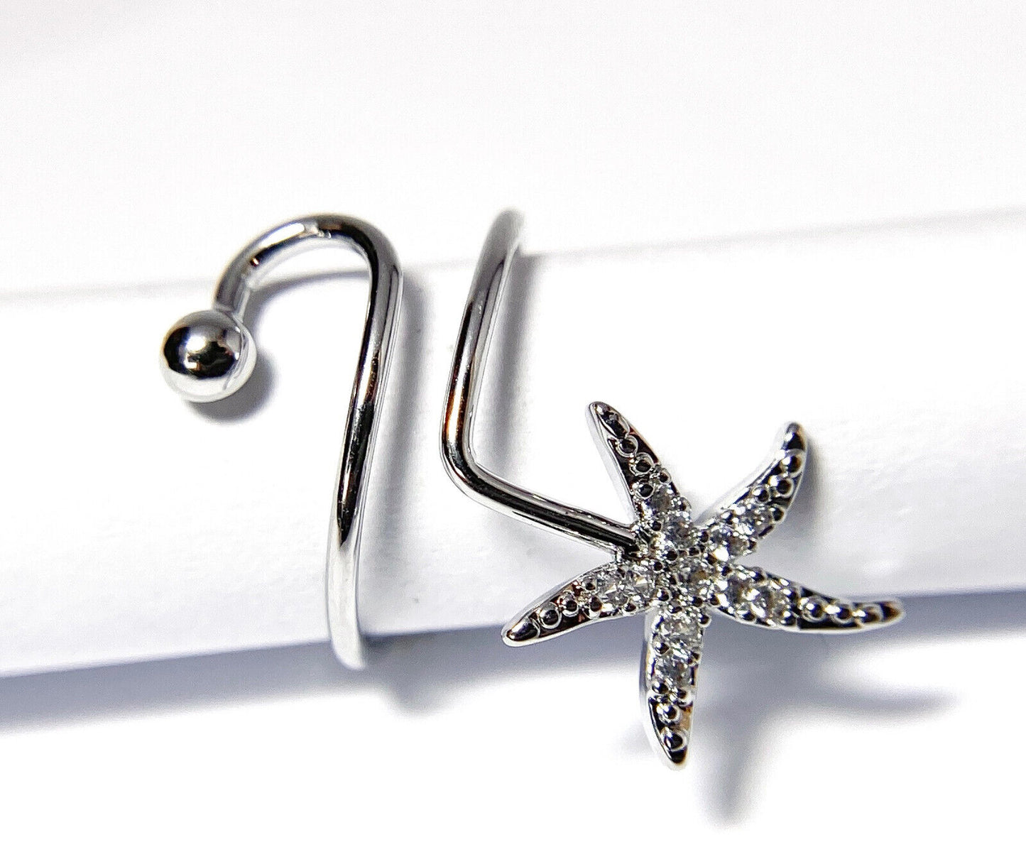 Starfish Multi-Paved CZ Gems Adjustable Nail Ring / Toe Ring