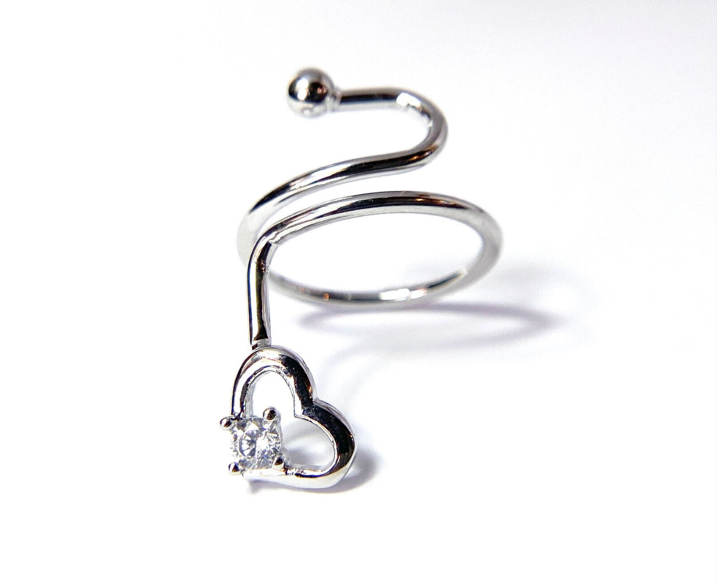 Heart Single CZ Gem Adjustable Nail Ring / Toe Ring Jewelry