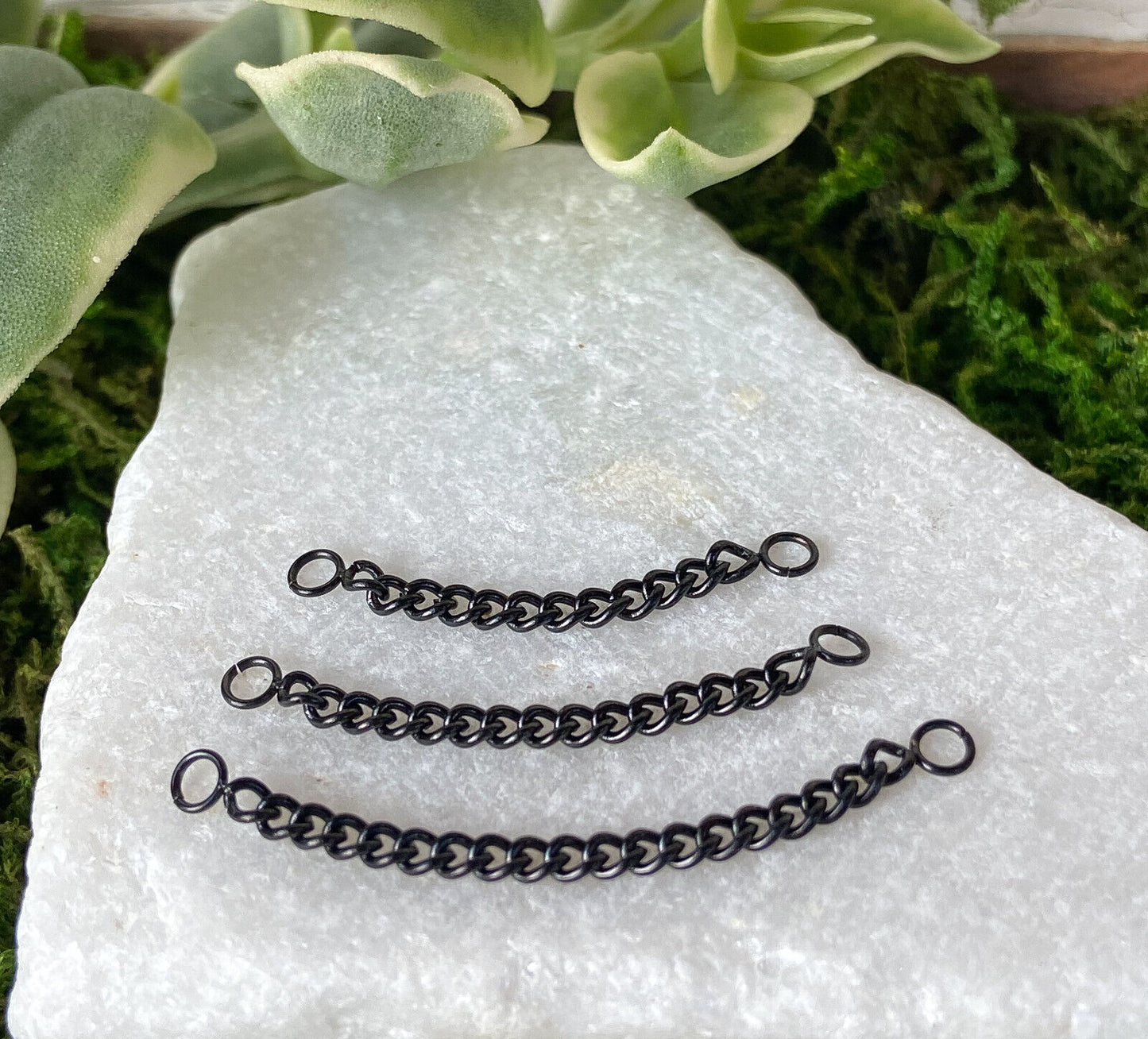 1pc 316L Stainless Steel Connector Chain Nose Ring Bridge Helix Cartilage (Color: Black)