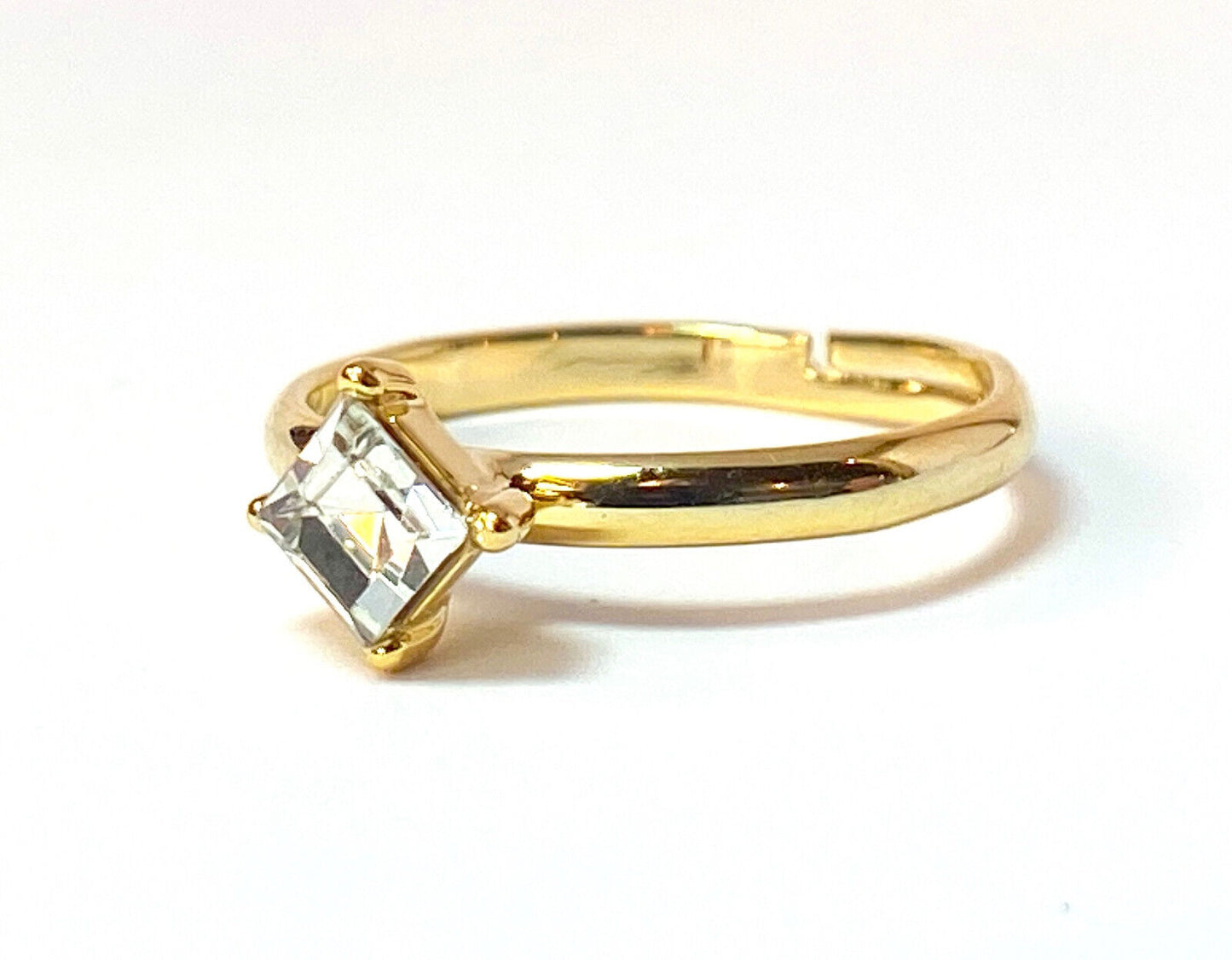 Prong Set 5mm Square CZ Gem Solitaire Adjustable Mid Ring / Toe Ring