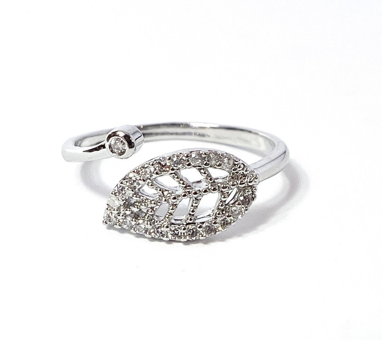 Leaf Multi-Paved CZ Gems Adjustable Mid Ring / Toe Ring