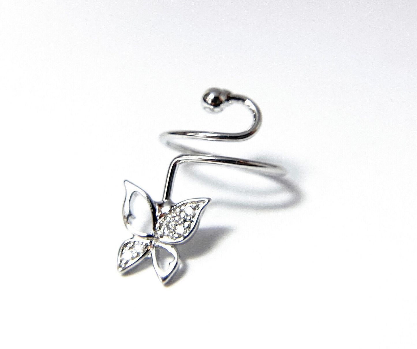 Butterfly Multi-Paved CZ Gems Adjustable Nail Ring / Toe Ring