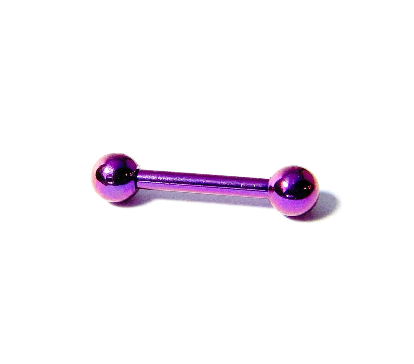 1pc Titanium Straight Barbell Tongue, Industrial, Tragus, Eyebrow, Nipple Ring (Color: Purple)
