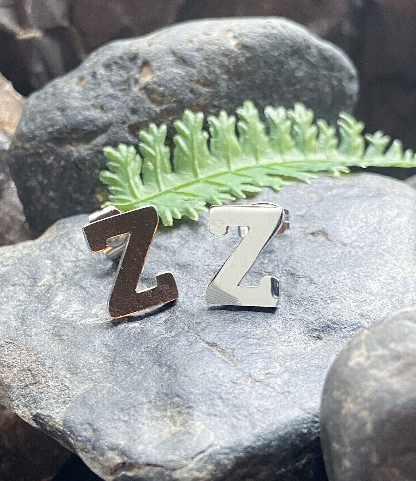 PAIR of 316L Stainless Steel Initial / Alphabet 20g Earrings - A to Z available! (Letter: Z)