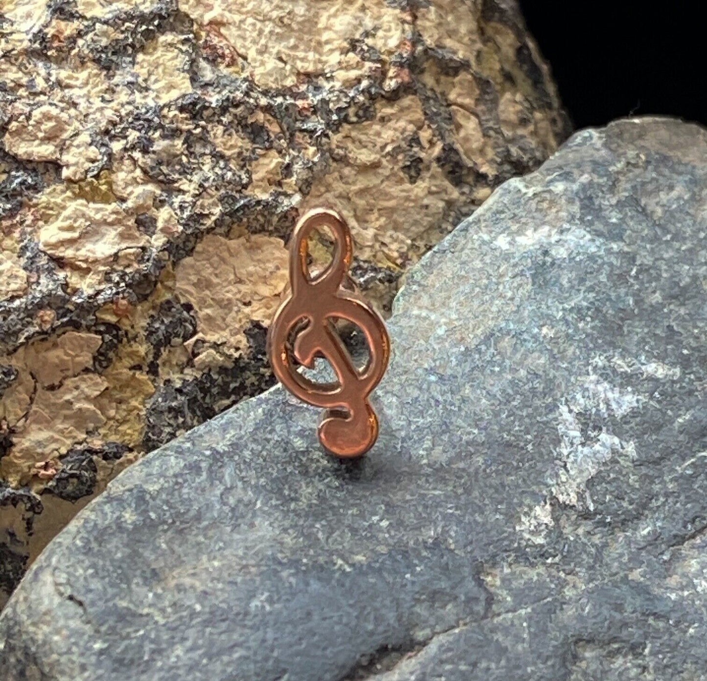 1pc Treble Clef Tragus Helix Cartilage Ring 16g 1/4" Music Note Symbol Jewelry (Main Color: Rose Gold)