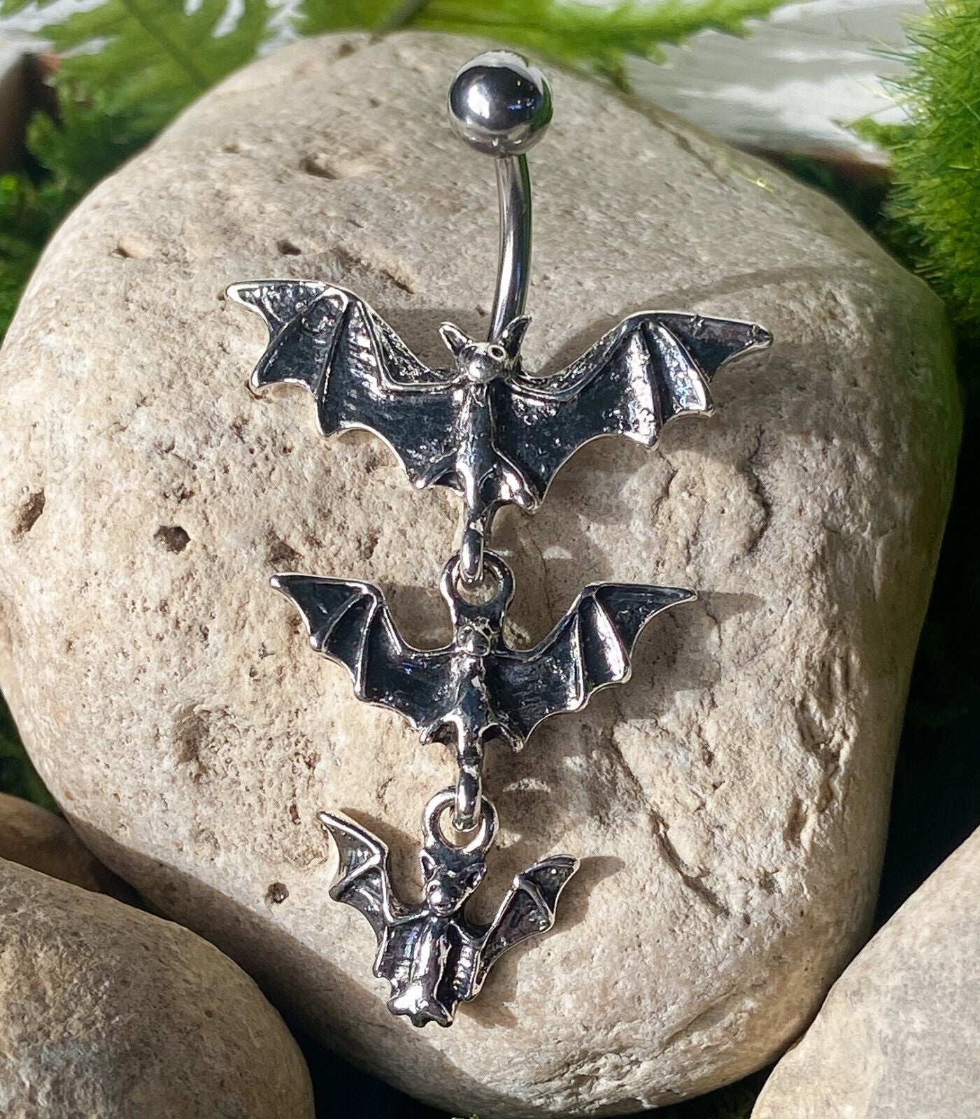 1pc Triple Vampire Bat Belly Ring Navel Piercing Pierced Naval Gothic Halloween
