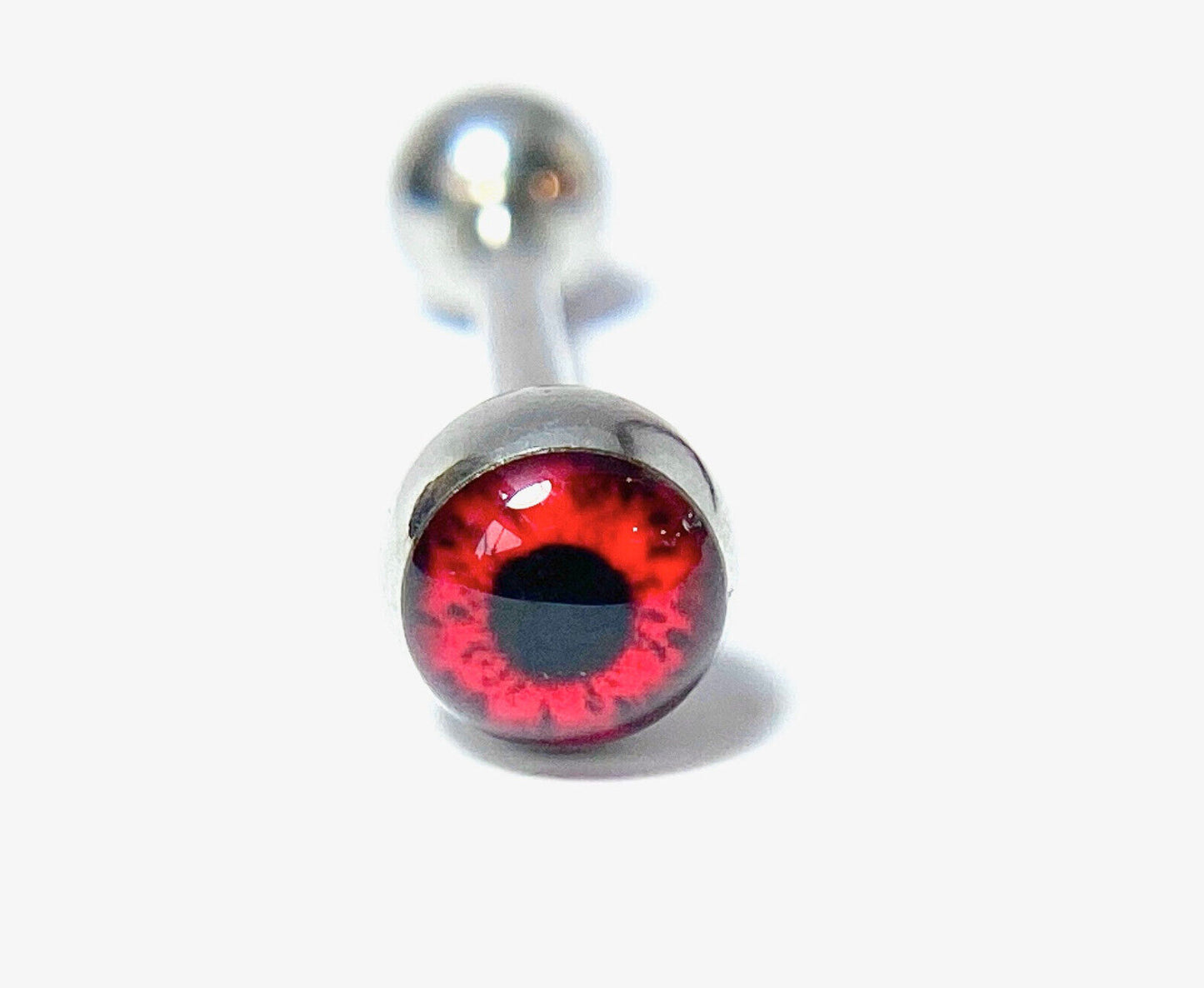 1pc Eyeball 316L Surgical Steel Barbell Tongue Tounge Ring Eye Ball 14g 5/8" (Color: Red)