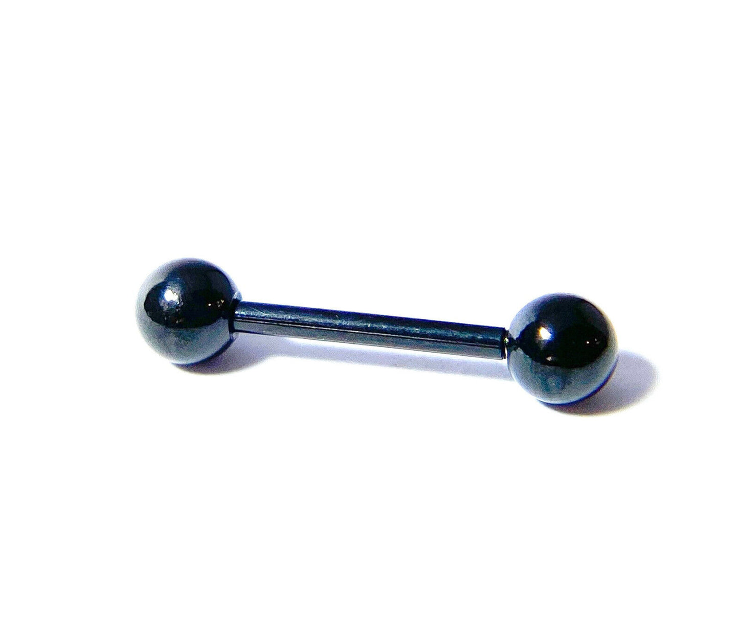 1pc Titanium Straight Barbell Tongue, Industrial, Tragus, Eyebrow, Nipple Ring (Color: Black)