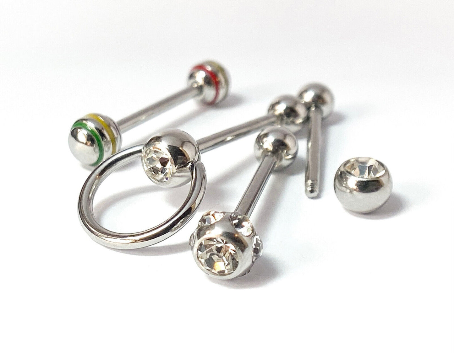 4pc Value Pack Assorted Style Tongue Rings 14g Tounge Body Jewelry