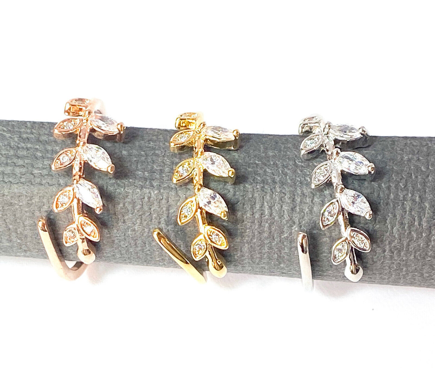 Marquise Cut CZ Gem Leaf Leaves Vine Adjustable Mid Ring / Toe Ring