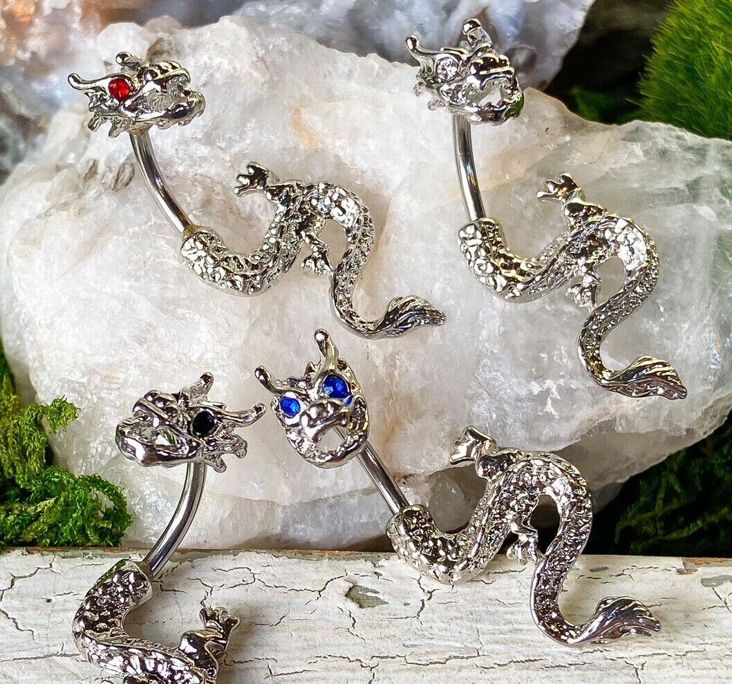 1pc CZ Gem Eyes Dragon Two-Part Belly Ring Navel Piercing Pierced Naval Jewelry
