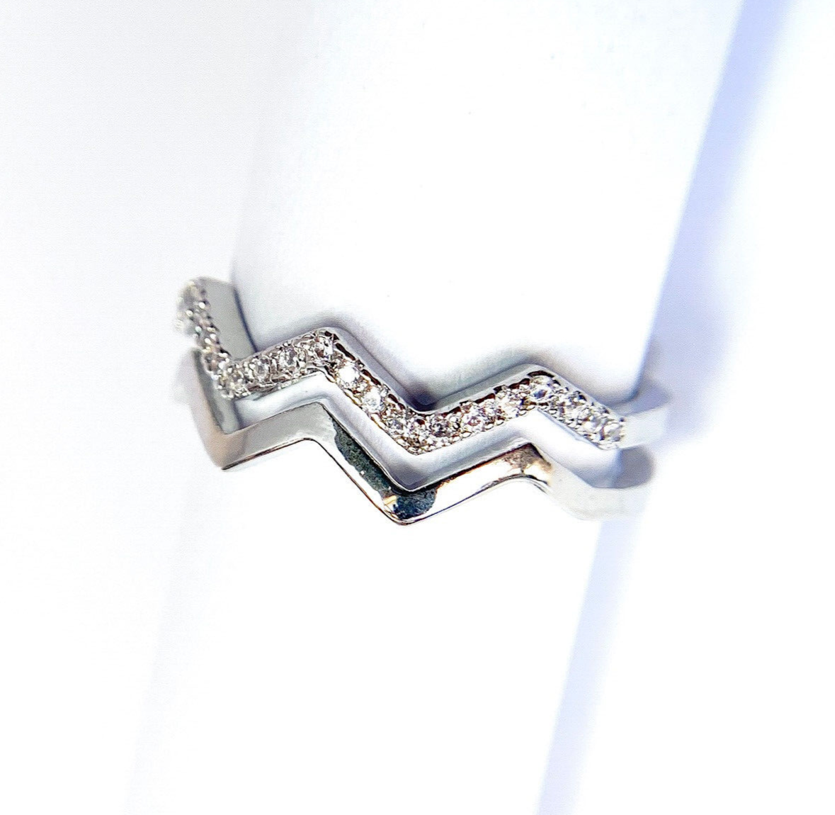 CZ Paved Logo Graphic Adjustable Mid Ring / Toe Ring