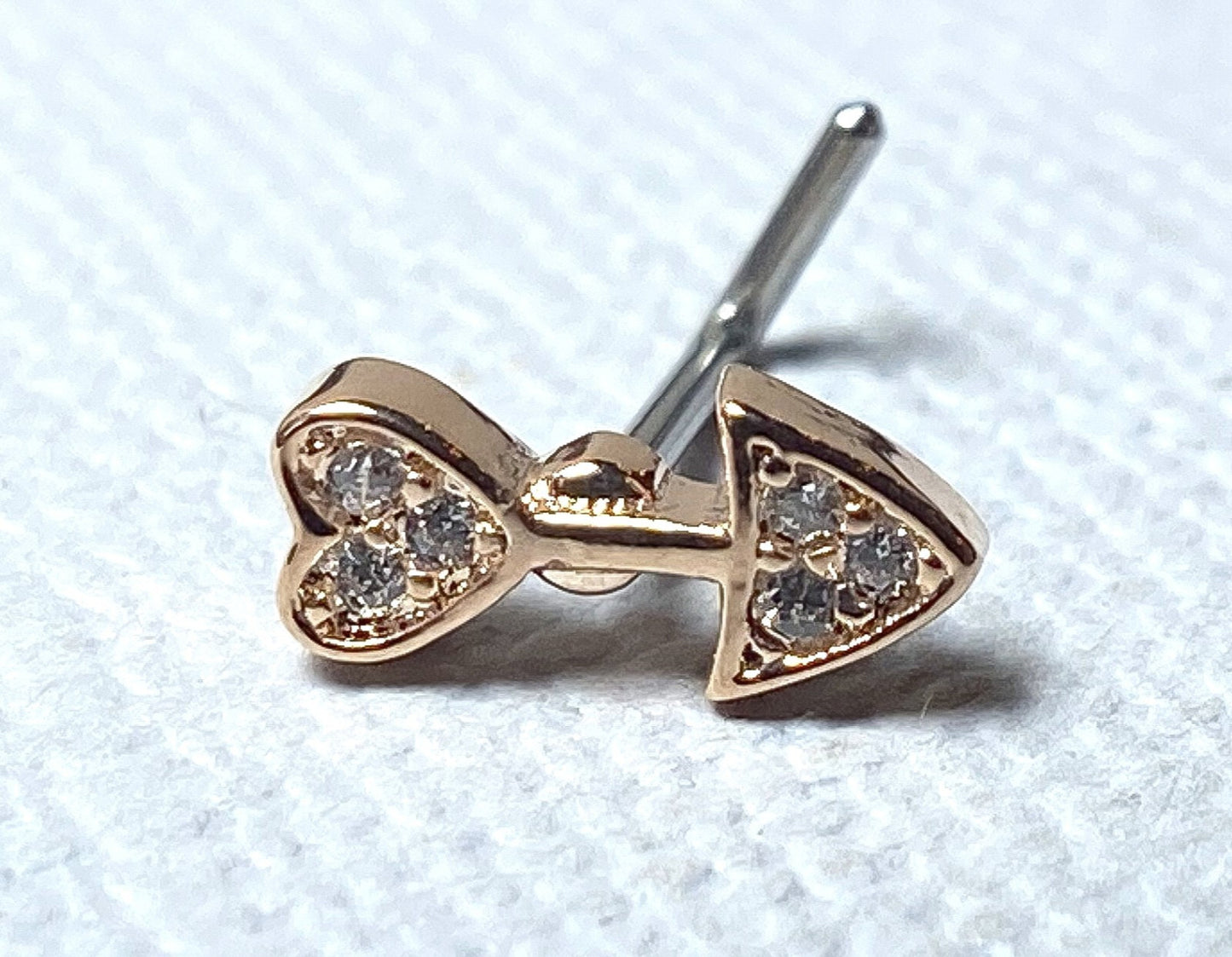 1pc CZ Paved Heart Arrow 20g L-Bend Nose Ring Stud Screw 316L Surgical Steel