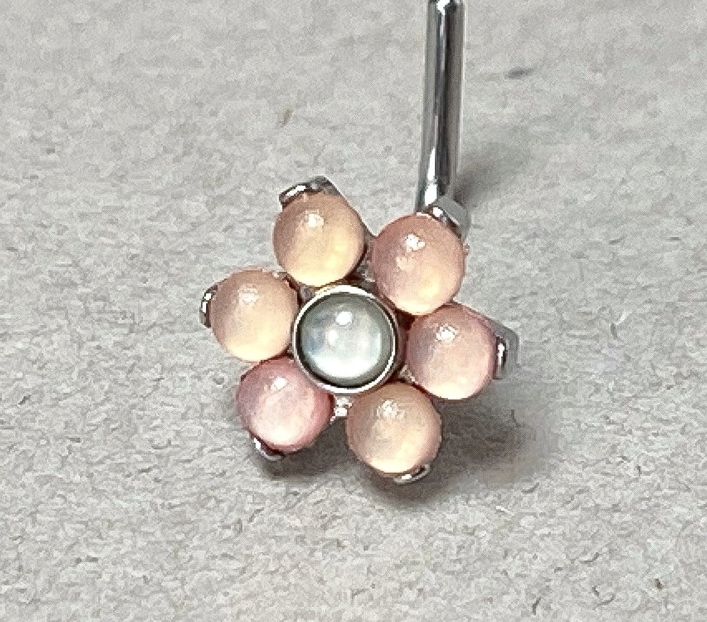 1pc Illuminating Stone Flower L-Bend 20g Nose Ring Stud Screw Surgical Steel