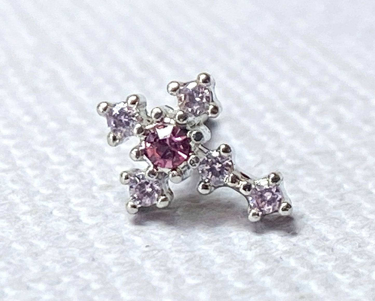 1pc CZ Gem Cross 20g Nose Ring Stud Bone 316L Surgical Steel
