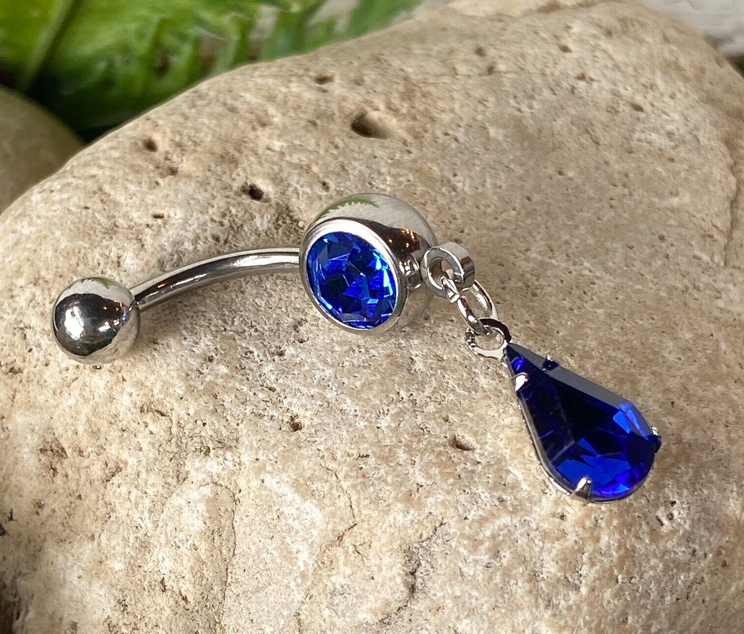 1pc Teardrop CZ Gem Dangle Belly Ring Navel Piercing Pierced Naval Body Jewelry