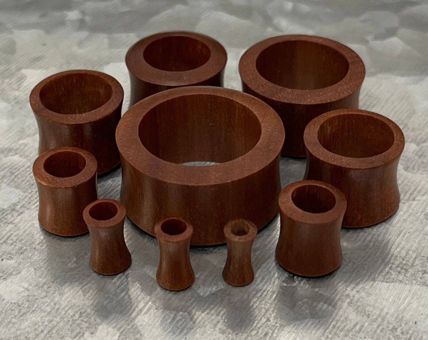 PAIR Red Saba Wood Tunnels Plugs Organic Earlets Gauges Body Jewelry