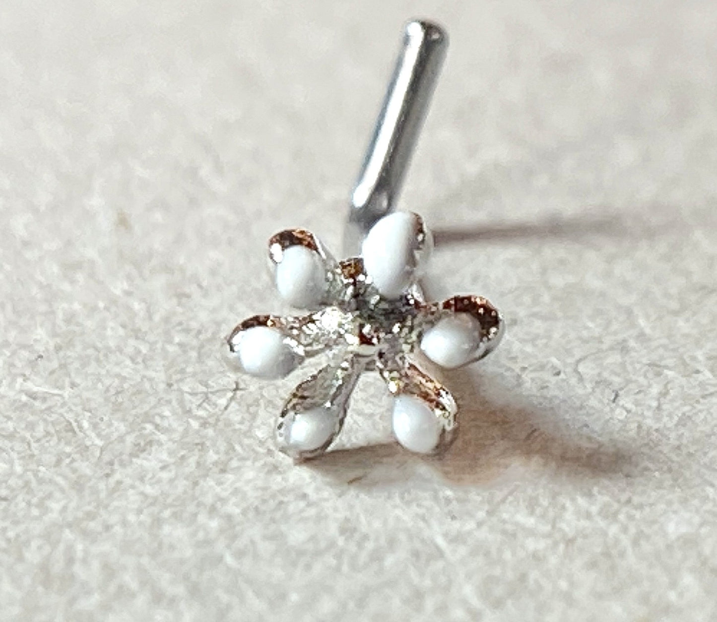 1pc Enamel Flower Top L-Bend 20g Nose Ring Stud Screw Surgical Steel