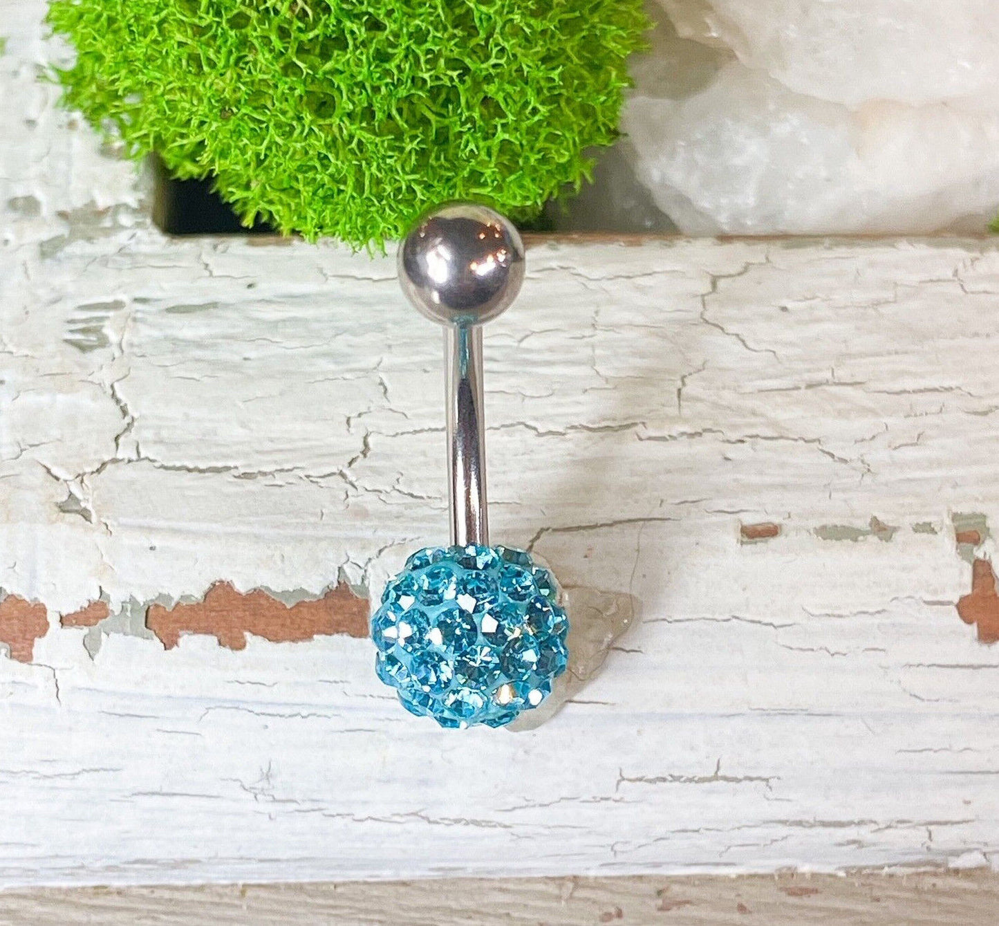 1pc Ferido Gem Ball Belly Ring Navel Piercing Pierced Naval Body Jewelry