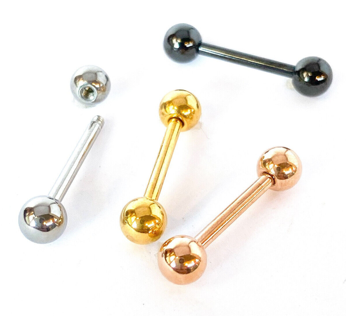 4pc Value Pack Ion Plated 14g Tongue or Nipple Rings Tounge Body Jewelry