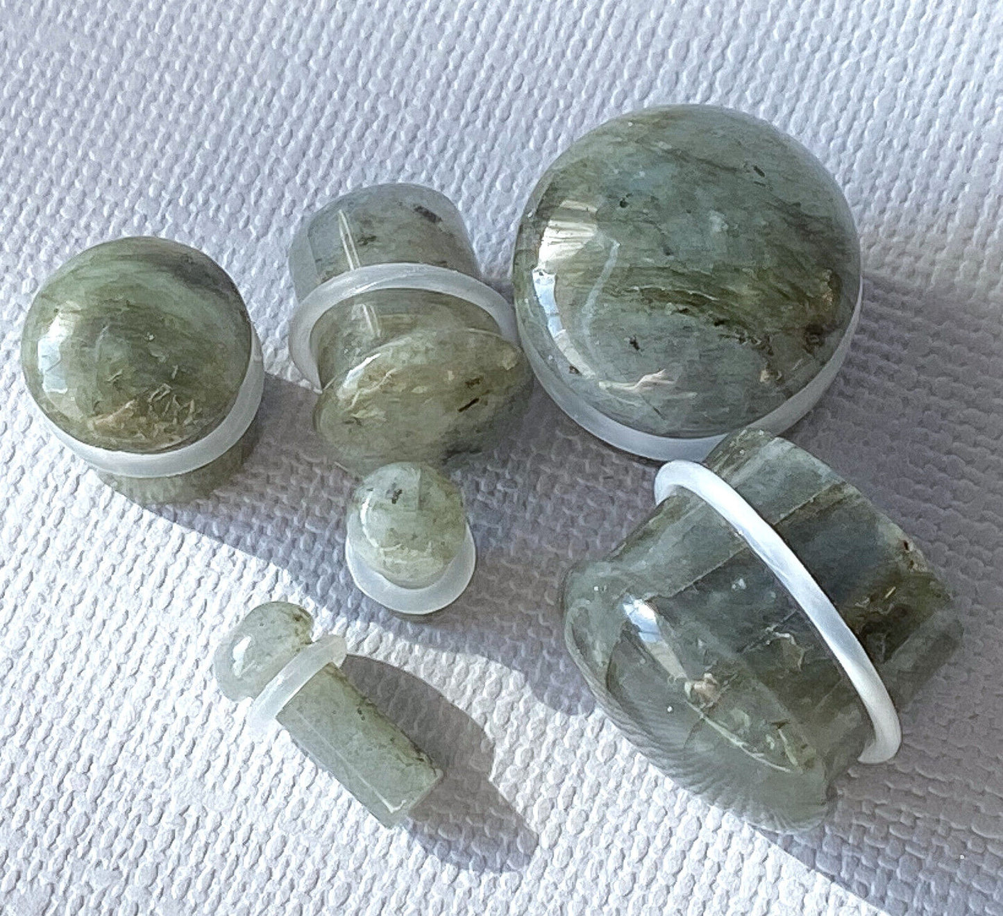 PAIR Labradorite Natural Stone Single Flare Plugs Organic Gauges Body Jewelry