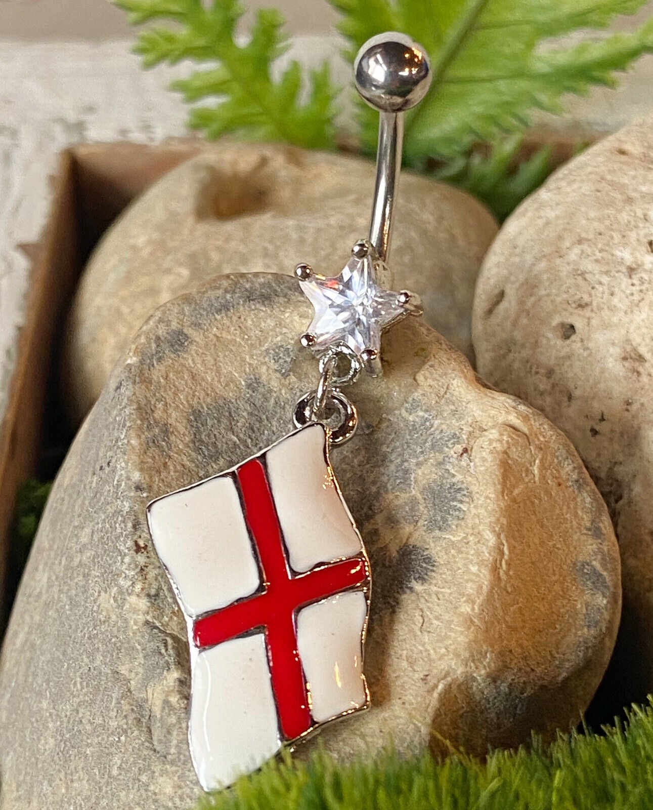1pc Flag Belly Ring 316L Steel Pierced Navel Naval Rainbow Pride England English