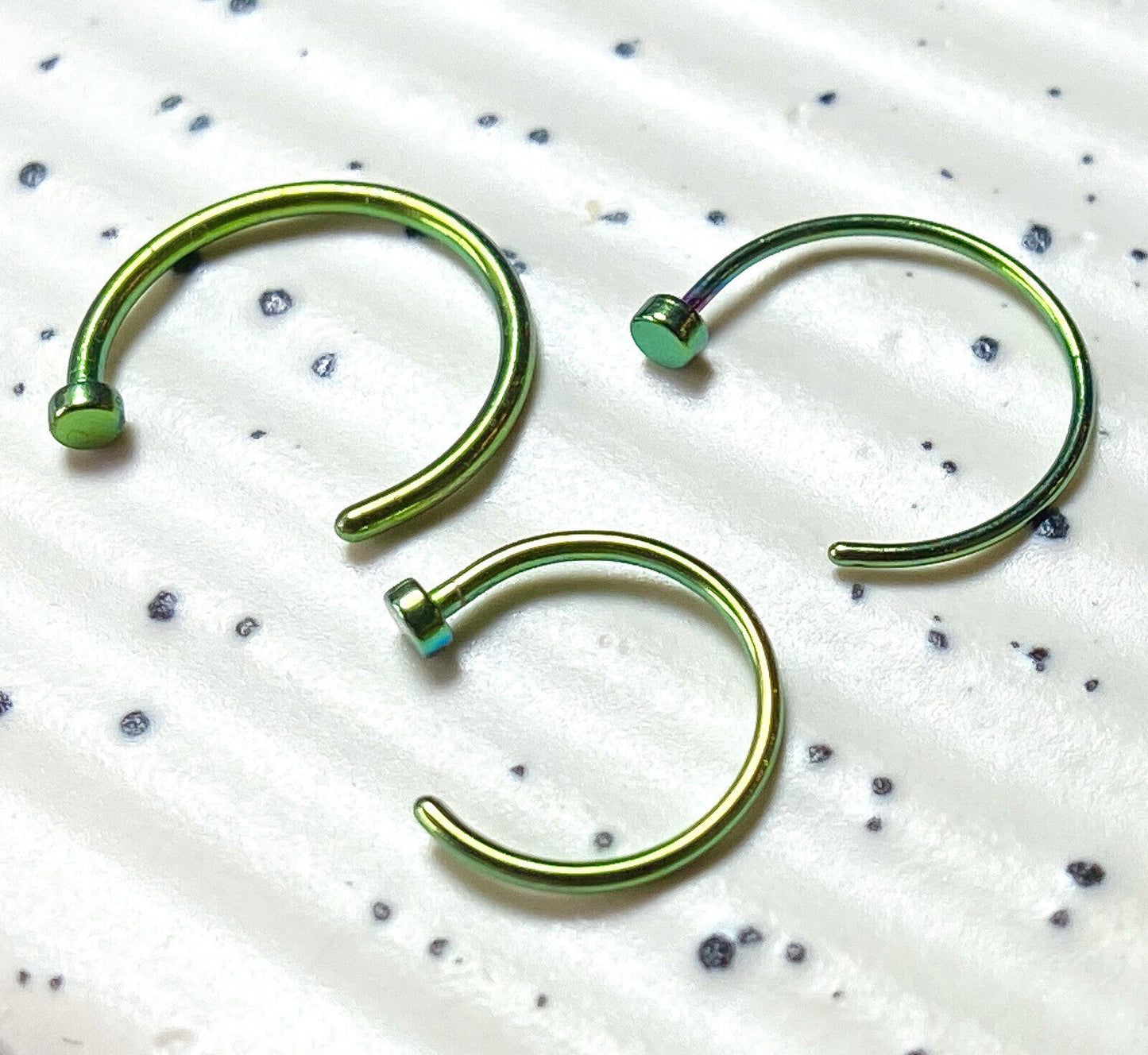 1pc Green Titanium Plated Surgical Steel Nose Hoop Jewelry 18g 20g 22g, 8mm 10mm
