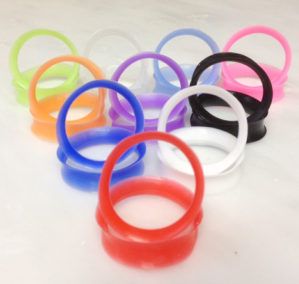 10 Pair Set of Thin Silicone Flexible Ear Skin Tunnels Earlets Plugs Gauges