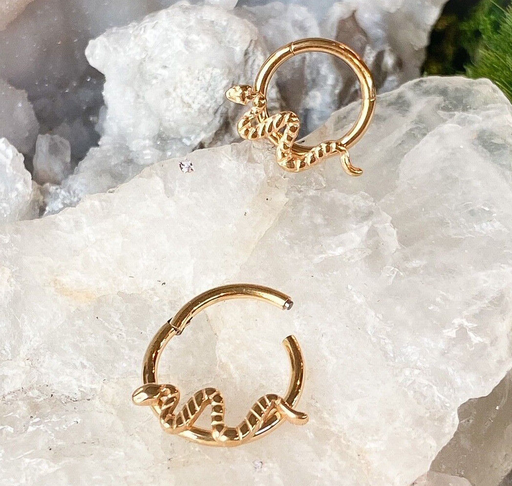 1pc Snake Hinged Segment Ring Septum Hoop Helix Daith Implant Grade 23 Titanium