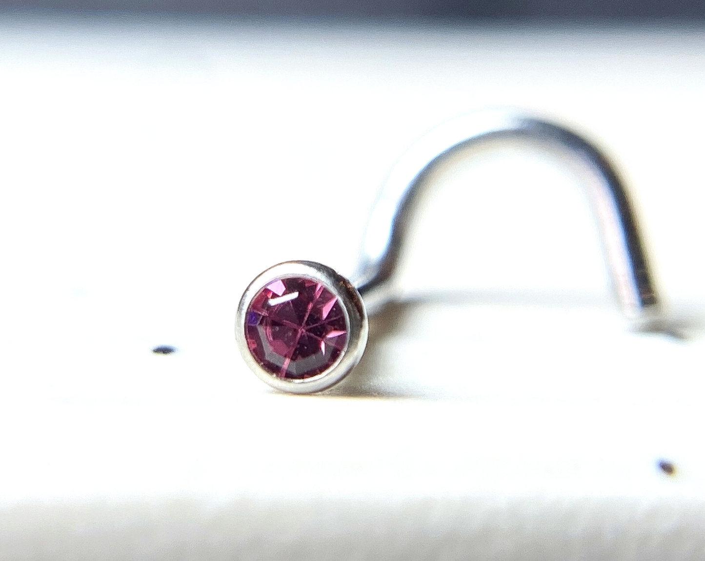 1pc Surgical Steel Nose Screw Ring w/ 2mm Press-Fit Gem Ball - choose color