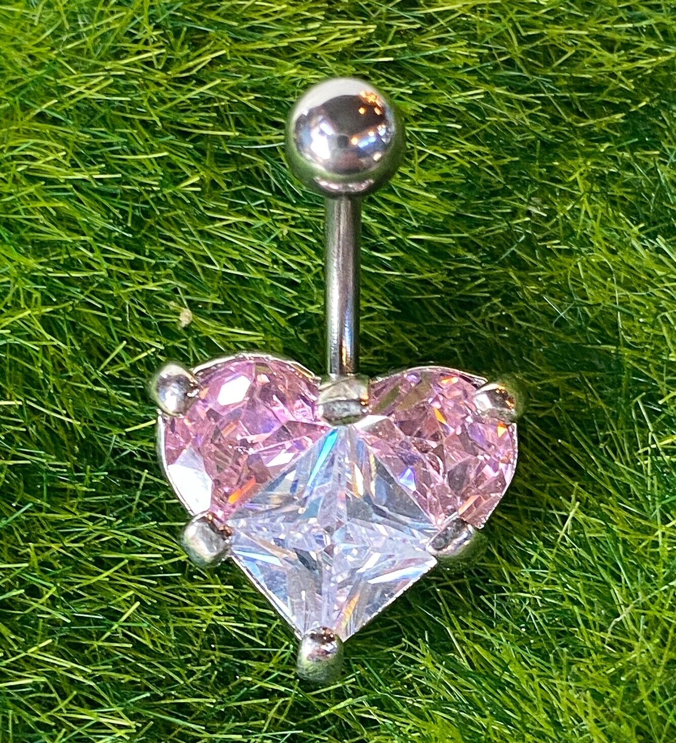 1pc Triple Gem Heart Belly Ring Navel Piercing Pierced Naval Body Jewelry