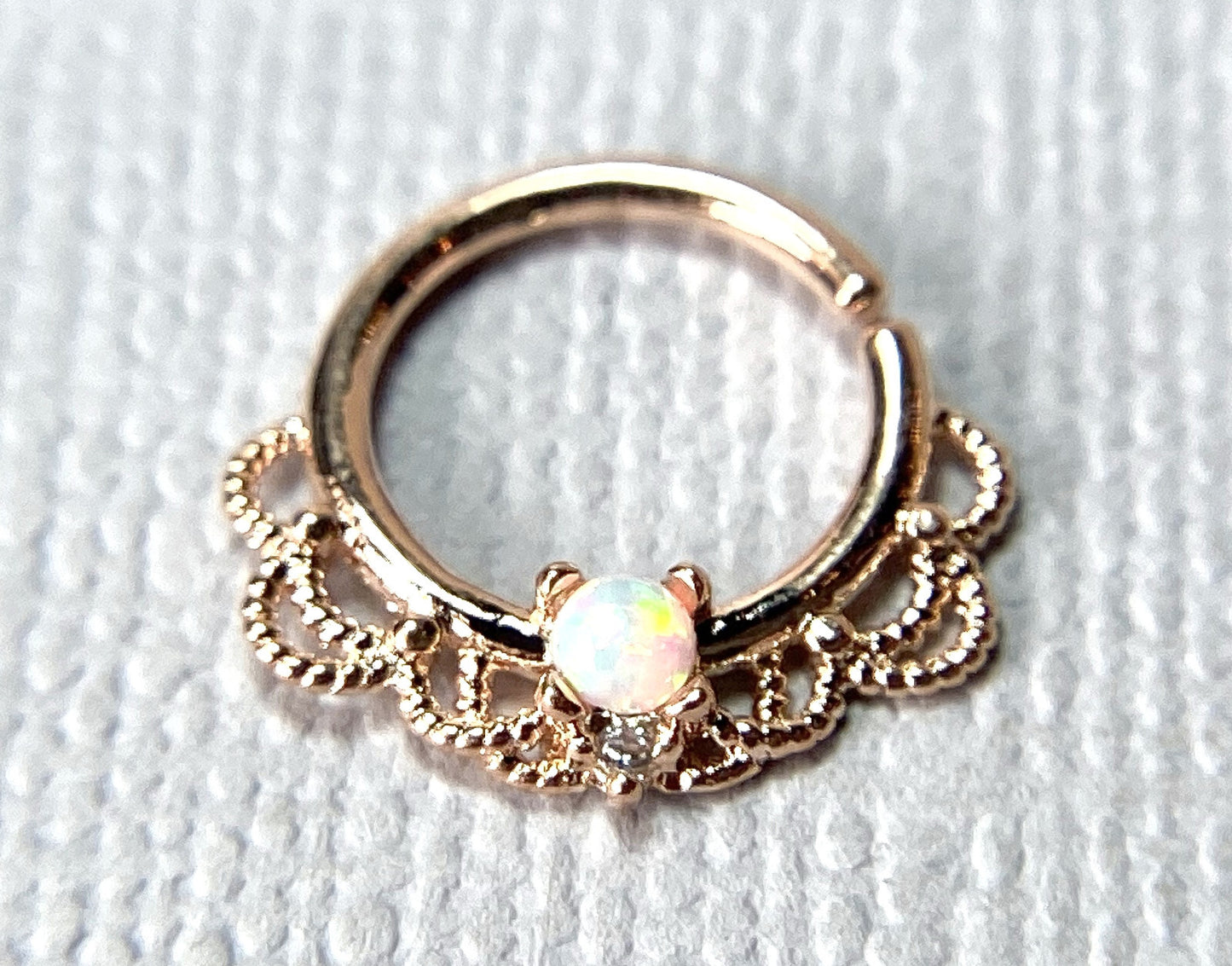 1pc Opal Filigree Hoop Ring for Nose Septum Daith Rook Tragus Ear Cartilage