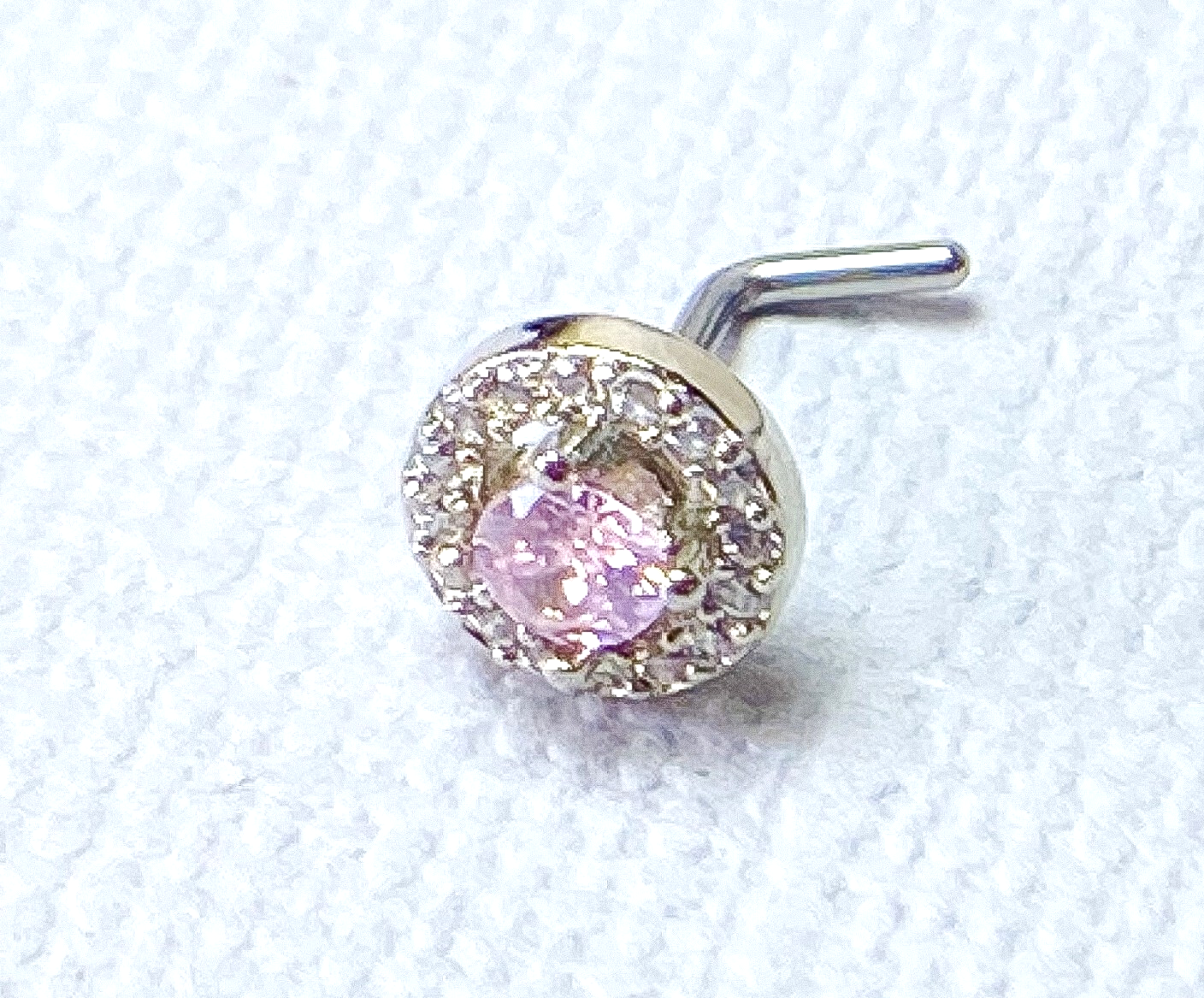 1pc Double Tier CZ Gem L-Bend 20g Nose Ring Stud Screw 316L Surgical Steel