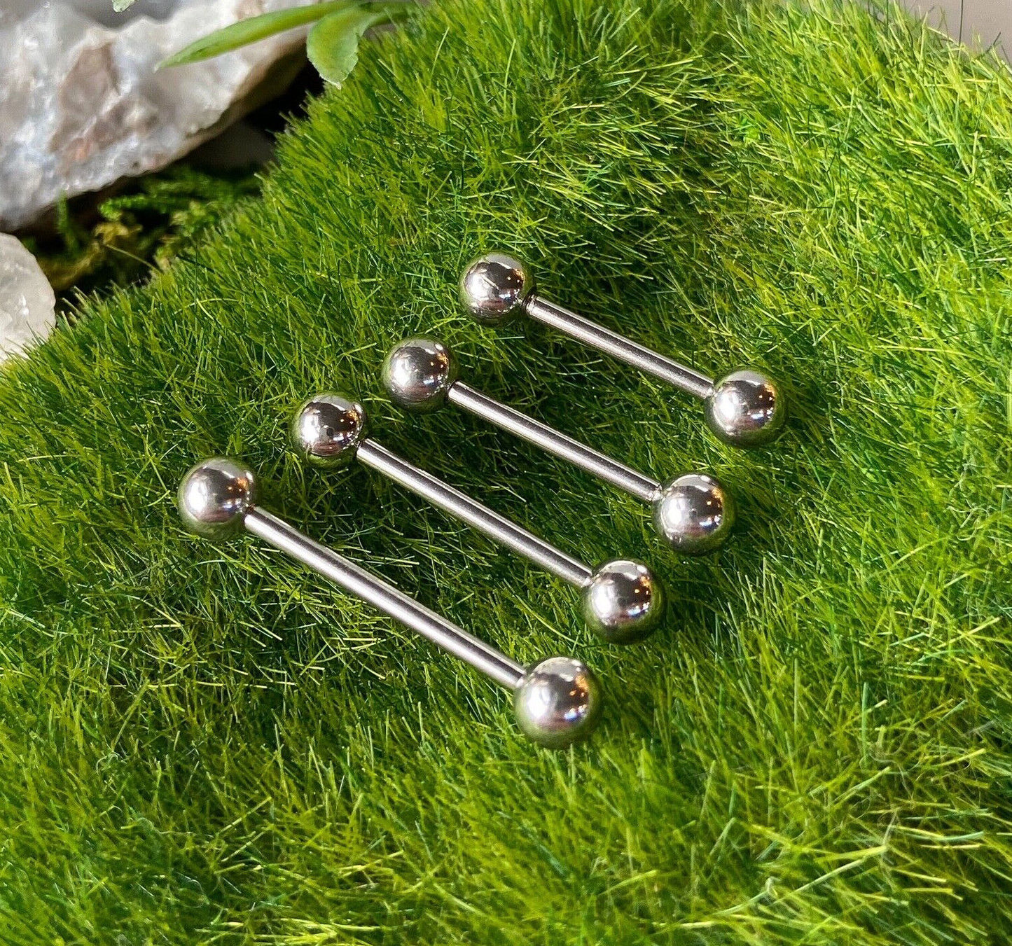 PAIR Nipple Barbells Tongue Rings 14g 316L Surgical Steel - choose your length