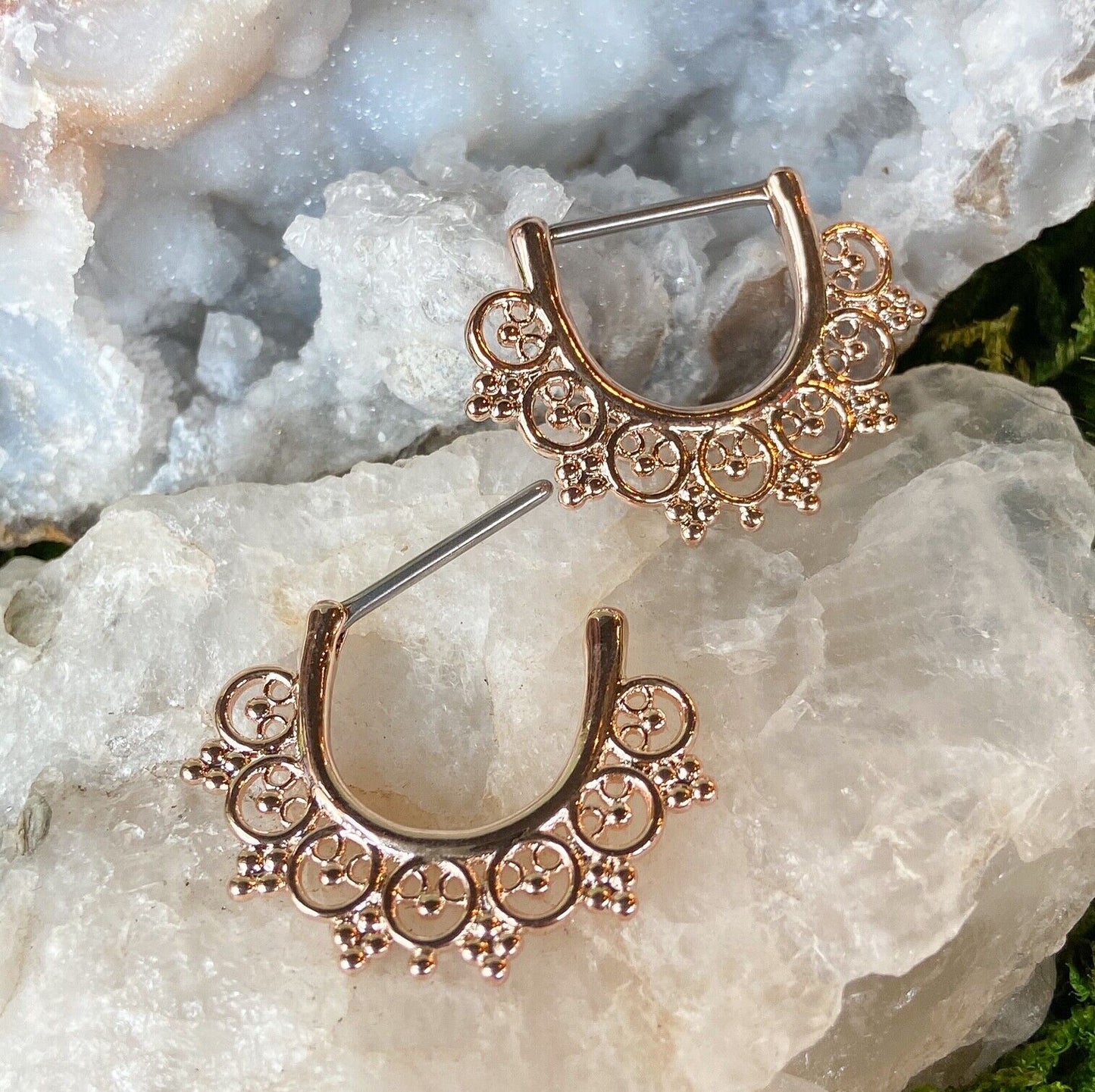 PAIR Tribal Fan Nipple Clickers Shields Rings 14g Pierced Body Piercing Jewelry