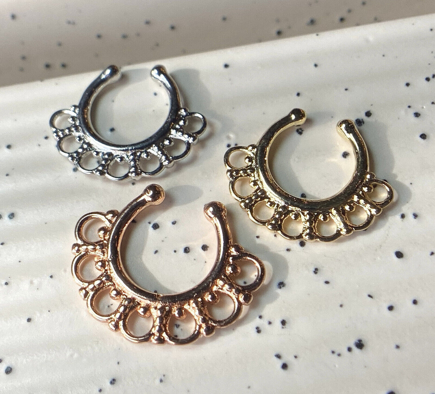 1pc Non-Piercing Tribal Fan Septum Hanger Clip-On Fake Nose Ring Body Jewelry