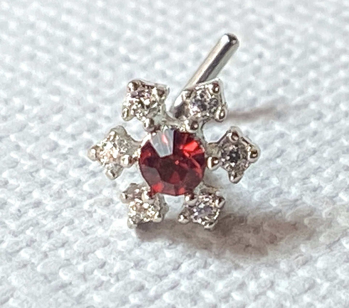 1pc CZ Gem Flower L-Bend 20g Nose Ring Stud Screw 316L Surgical Steel