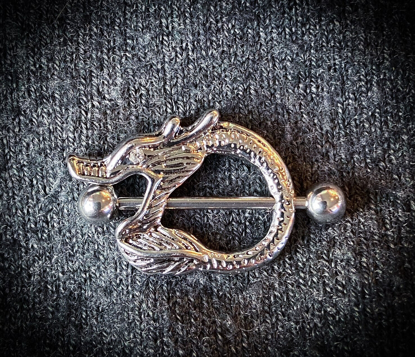 PAIR of Dragon Nipple Shields Rings Barbells Pierced Body Piercing Jewelry