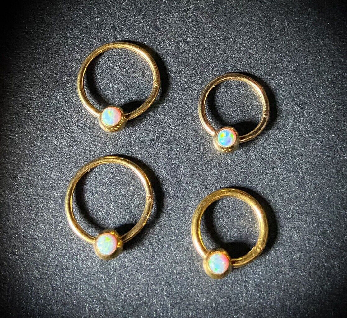 1pc Opal Ball Hinged Segment Ring Septum Clicker Captive Bead Helix Cartilage