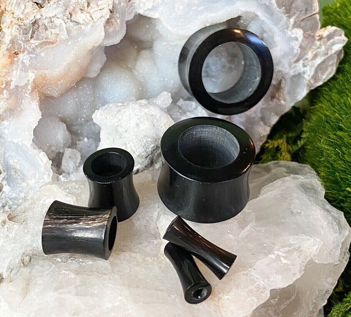 PAIR Organic Horn Tunnels Plugs Earlets Gauges Pierced Piercing Body Jewelry