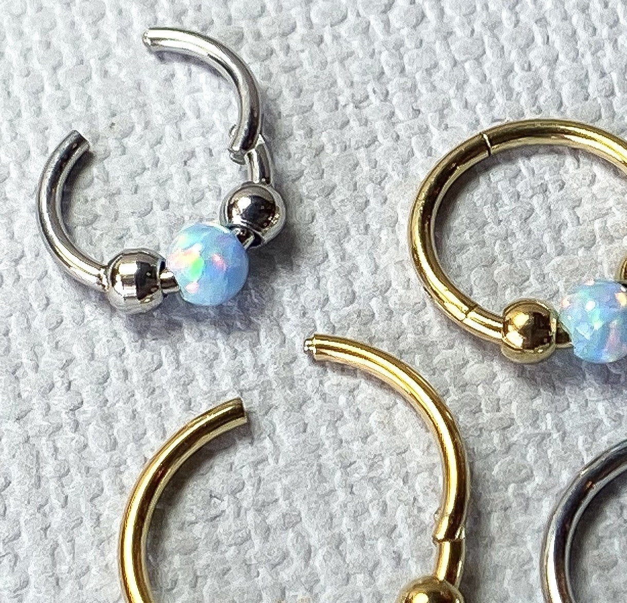 1pc Opal Ball Hinged Segment Ring Helix Septum Clicker Body Jewelry