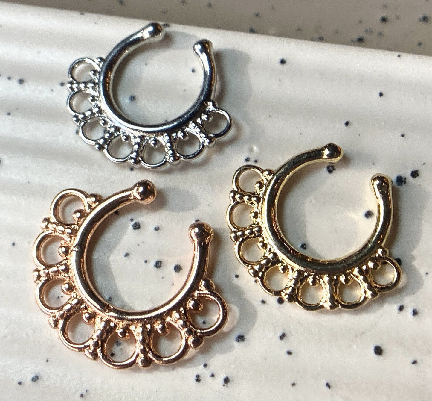 1pc Non-Piercing Tribal Fan Septum Hanger Clip-On Fake Nose Ring Body Jewelry