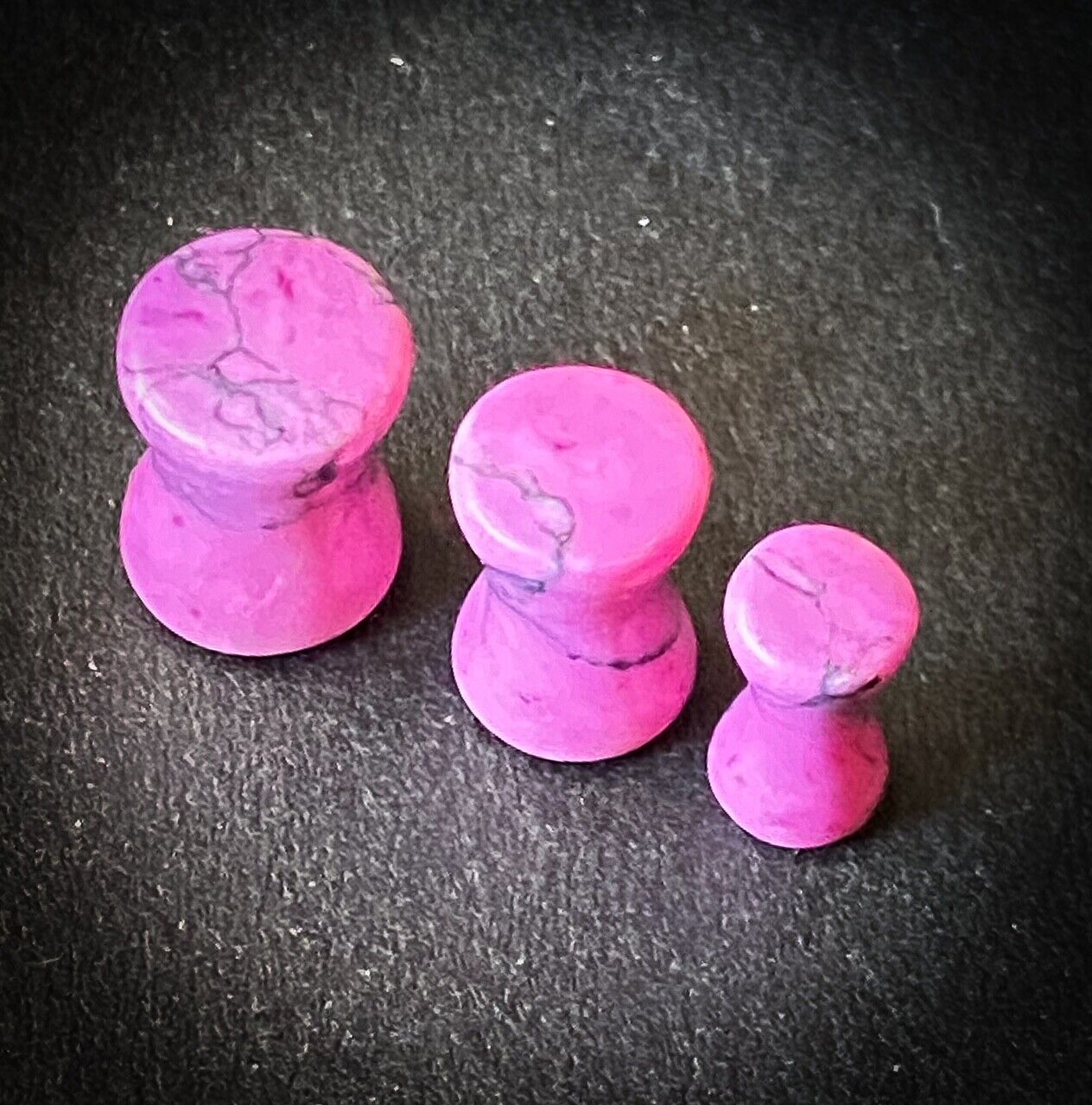 PAIR Synthetic Pink Howlite Stone Plugs Tunnels Gauges Body Piercing Jewelry